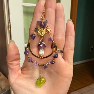 Gold and Purple Fairy Drop Earrings